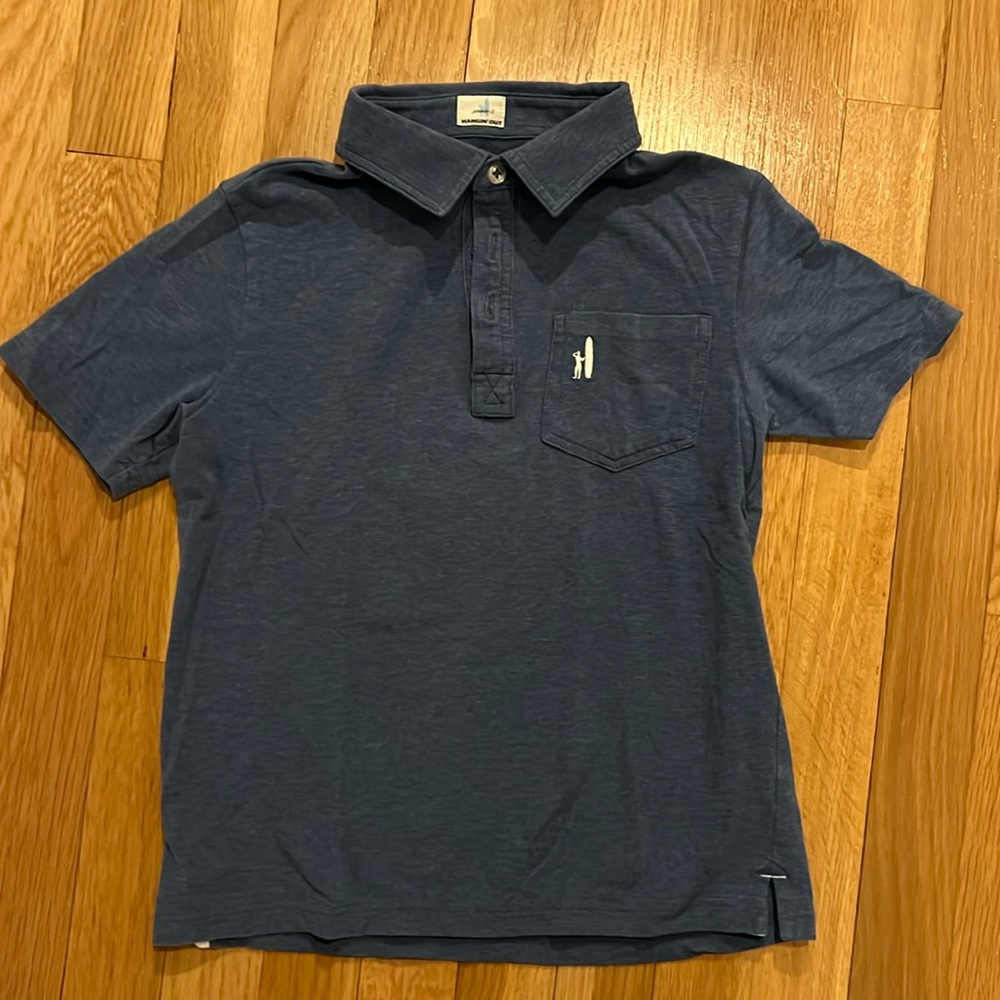 Johnnie-O boy’s cottons polo shirt in a heathered blue, classic fit, size 8